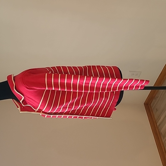 Talbots Pink White Stripe Cardigan Sweater Blazer Size M Button Front - Picture 2 of 7